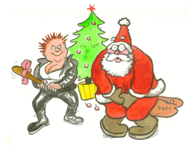 Xmas 1: Bah, Humbug! - pic showing Diesel giving Santa what he deserves.